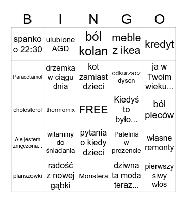 old people stuff Bingo Card