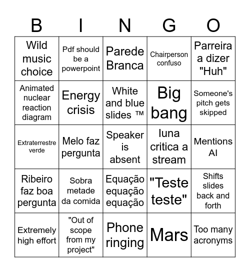 Workshop Bingo Card