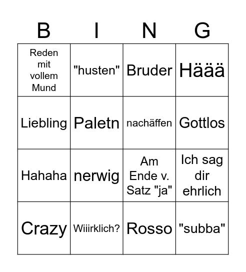 Lucius Bingo Card