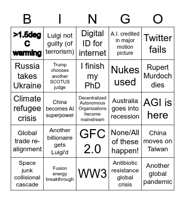2025-2029: everything is FINE! Bingo Card
