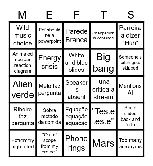Workshop Bingo Card