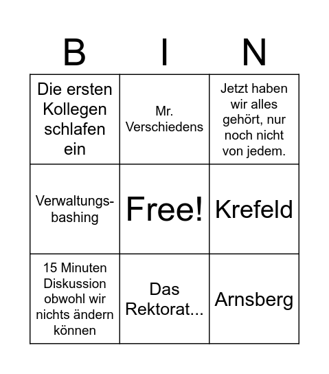 HSL Bingo Card