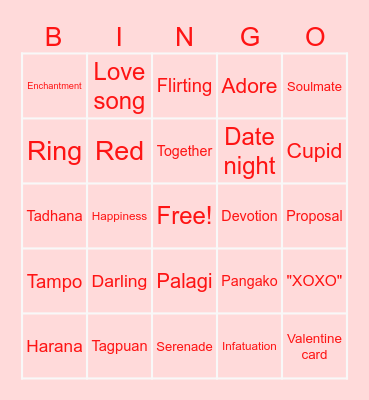 MWO Valentine's Bingo Card