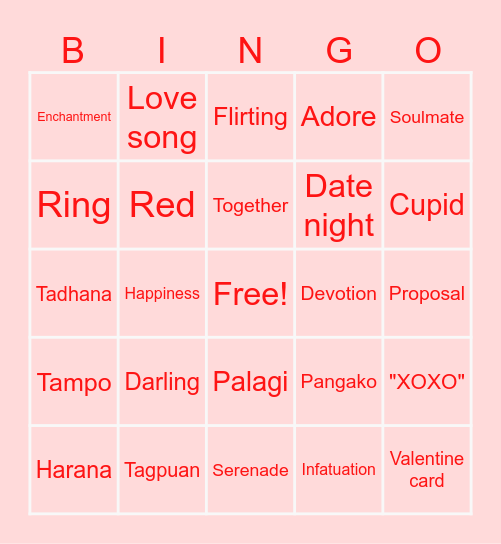 MWO Valentine's Bingo Card