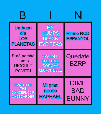 BINGO MUSICAL Bingo Card