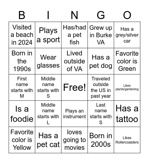 Kiddie Country Bingo Card