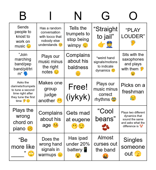Pierce Bingo 🎺 Bingo Card