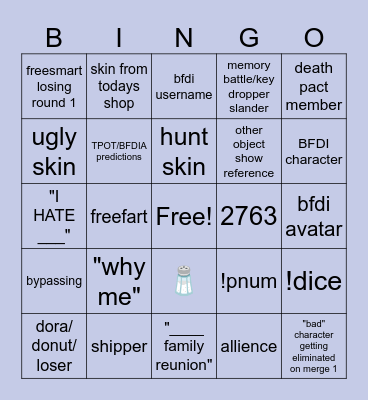 BFDIA (roblox) bingo card Bingo Card