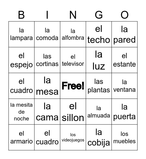 El Dormitorio Bingo Card