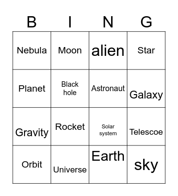 The space Bingo Card