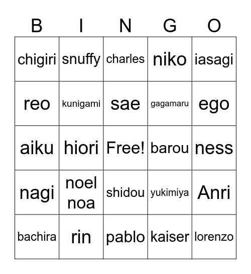 blue lock players Bingo Card