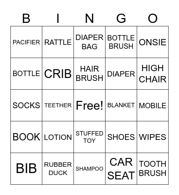 BABY Bingo Card