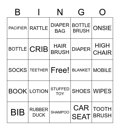 BABY Bingo Card