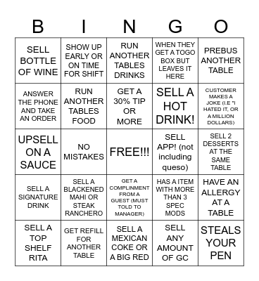 SERVER BINGO Card