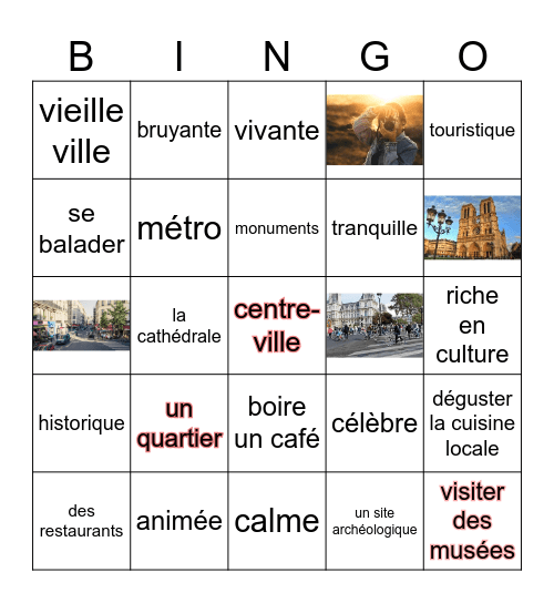 Redécouvrir une ville Bingo Card