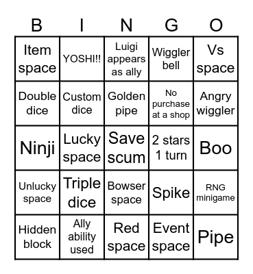 Mario Party Jamboree Bingo Card
