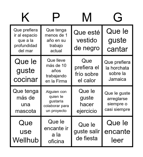 Bingo Laboral Bingo Card