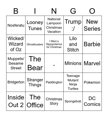Lydia and Ty's 2025 Ornament Bingo Card