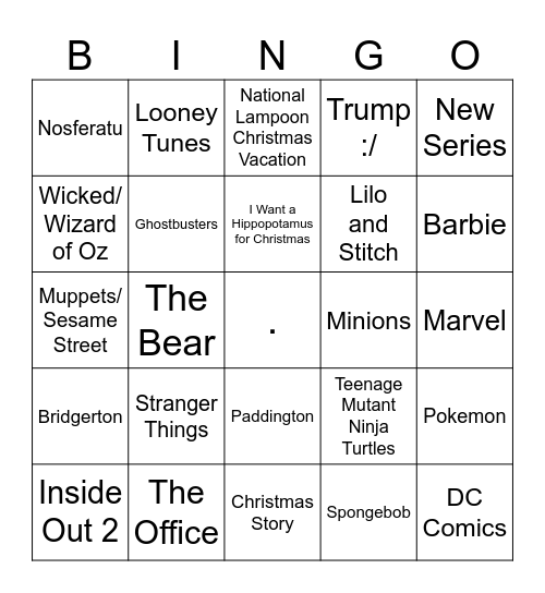 Lydia and Ty's 2025 Ornament Bingo Card