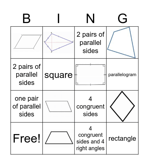 Quadrilateral Bingo Card