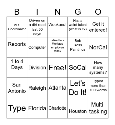 Meritage MLS Team!! Bingo Card