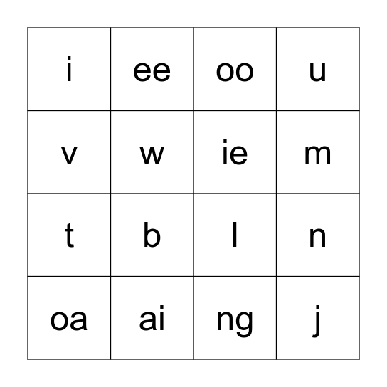 Find the sounds! Bingo Card