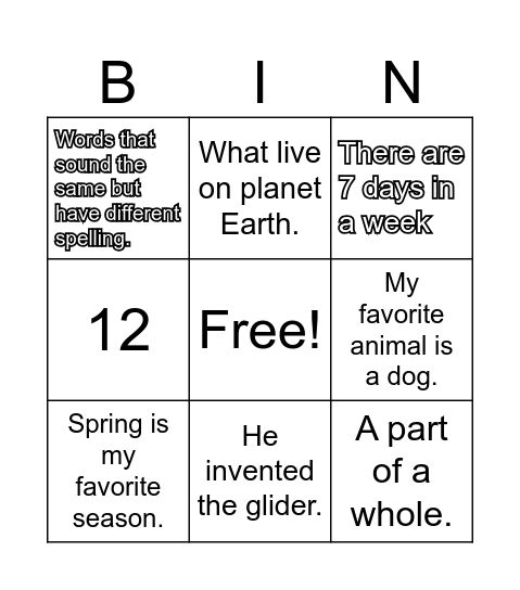 Bingo Restate Question 1 Bingo Card