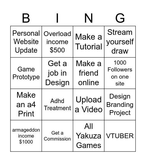 2025 binno Bingo Card