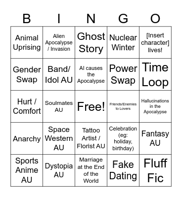 Bingo Card 1 Bingo Card