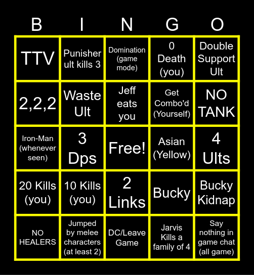Marvel Bingo Card