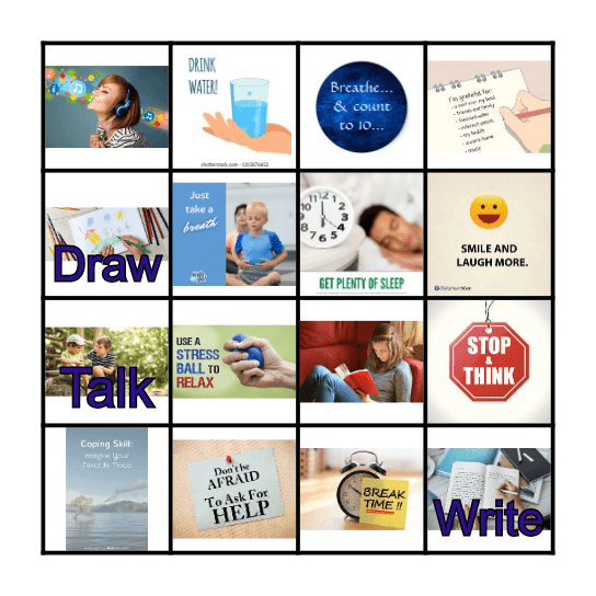 Coping Skills Bingo Card