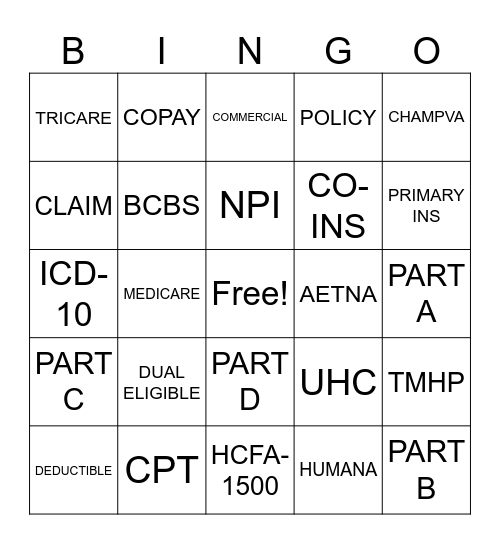 MED 112 Bingo Card