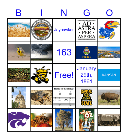 Kansas Day Bingo Card