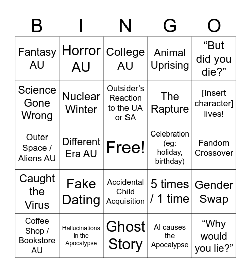 Card 1 Bingo Card