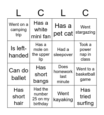 Slumber Party 2025 Bingo Card