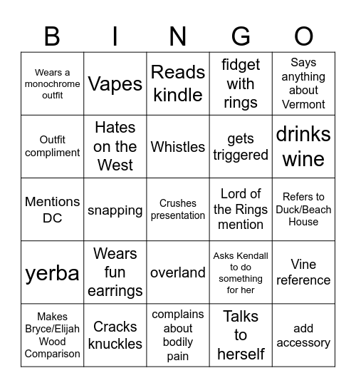 Sophie Bingo! Bingo Card