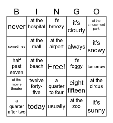 Level 3 BINGO Card