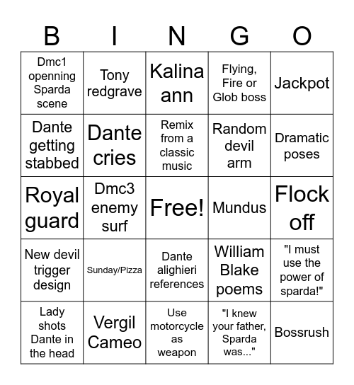 Dmc Anime Bingo (Positive) Bingo Card