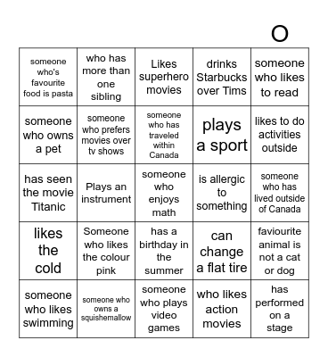 Human Bingo Card