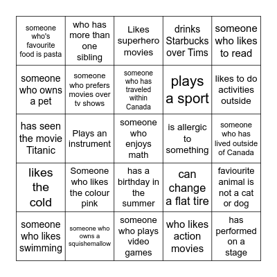 Human Bingo Card