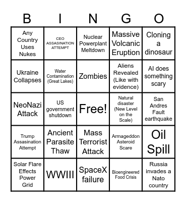 WORLDWIDE CATASTROPHE Bingo Card
