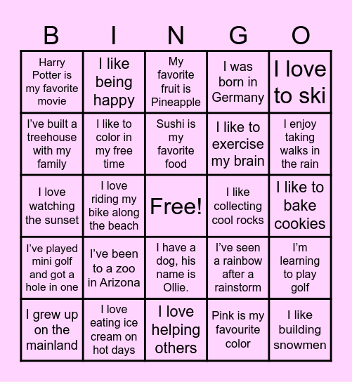 Ms. Neumann BINGO Card