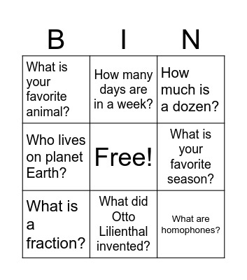 Untitled Bingo Card