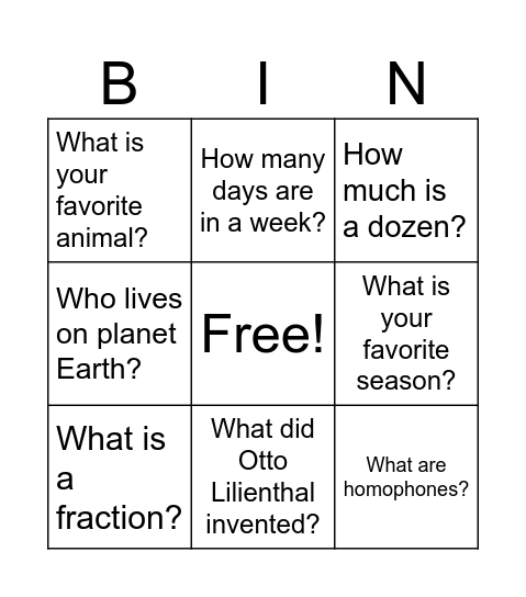 Untitled Bingo Card