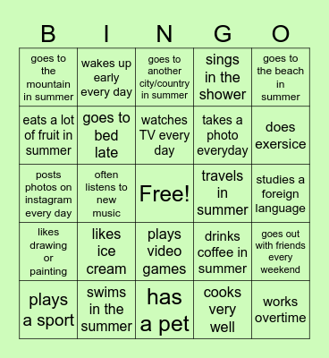 Find Someone who... Bingo Card