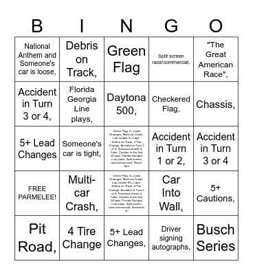 RACING Bingo Card