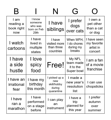 Coffee Chat Bingo Card