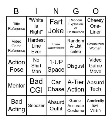 Video Game Movies Bingo Card