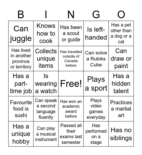 Find someone who... Bingo Card