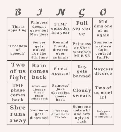 𝓒𝓤𝓛𝓣 𝓑𝓘𝓝𝓖𝓞 Bingo Card